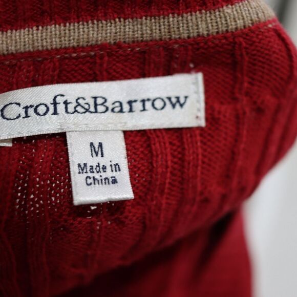Croft & Barrow Red Henley Cable Knit Sweater Medium - Picture 12 of 14